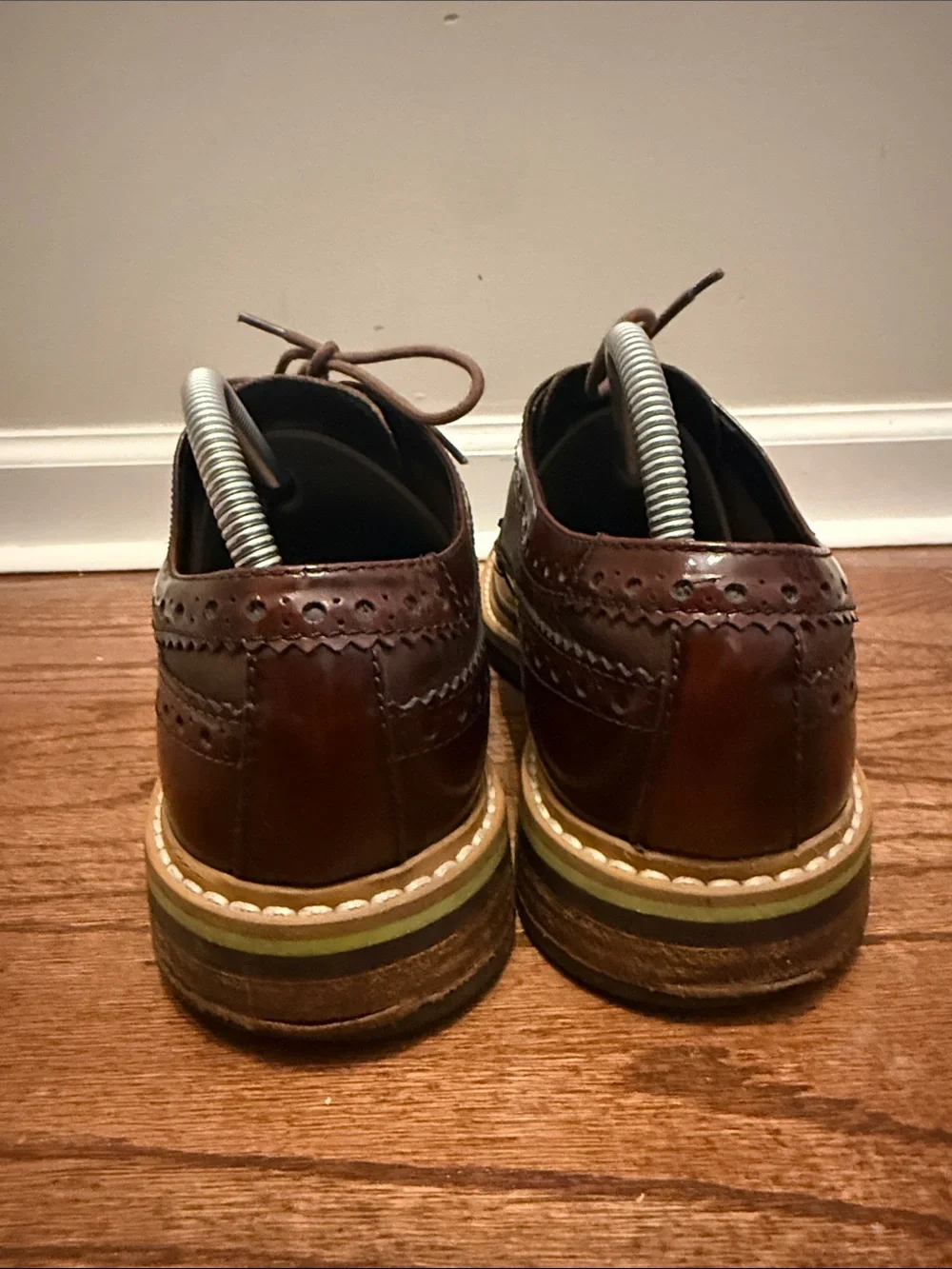 Clarks Men's Dark Brown Brogue Lace-Up Oxfords with Green Eyelets